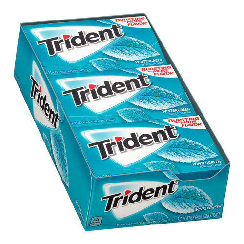 Trident Sugar Free Gum, Wintergreen, 14 Ea/12 Pack